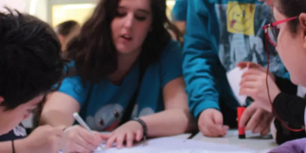 Kids doing an activity in a school